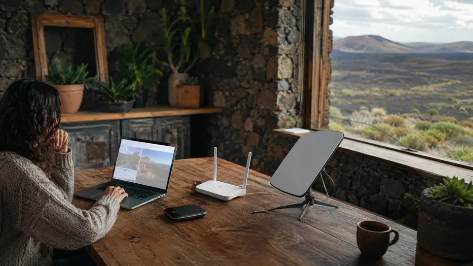 Comparación de Starlink y conexión móvil para una vivienda rural en Canarias