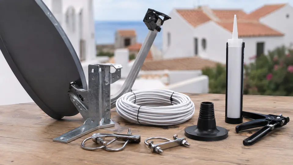 Soportes, cable y materiales para una instalación profesional de internet satelital