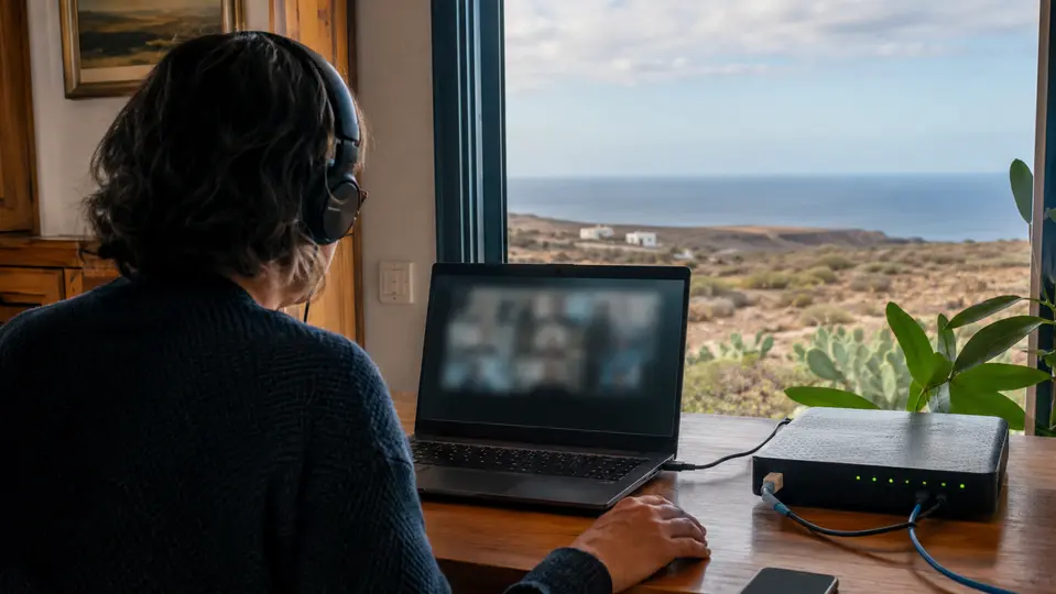 Videollamada por internet desde una vivienda rural de Canarias